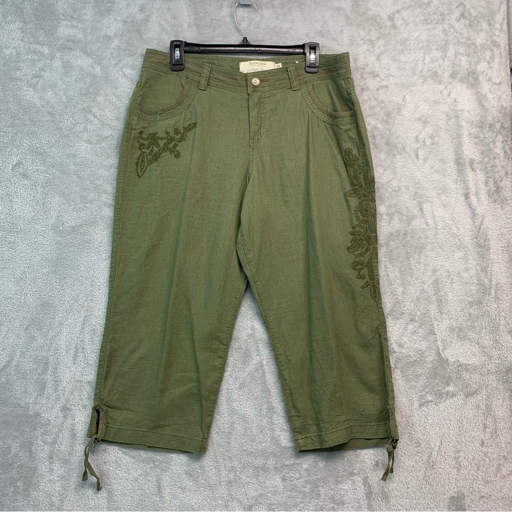 Sonoma Life Style Modern Fit  Capris Olive Pants Size 10